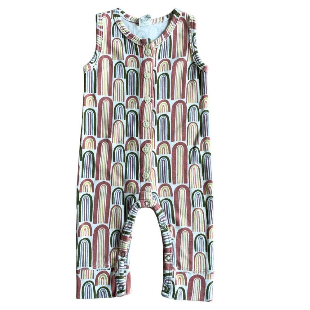 Kate Quinn 100% Organic Cotton‎ Boho Rainbow Romper Jumpsuit - Size 3-6 Months